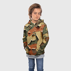 Толстовка-худи детская Реалистичный камуфляж из краски, цвет: 3D-меланж — фото 2