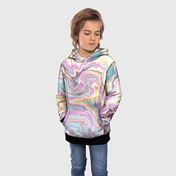 Толстовка-худи детская Мрамор узор разноцветный, цвет: 3D-черный — фото 2