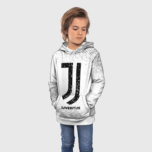 Детская толстовка Juventus с потертостями на светлом фоне / 3D-Белый – фото 3