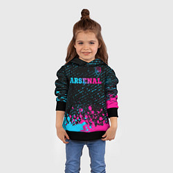 Толстовка-худи детская Arsenal - neon gradient посередине, цвет: 3D-черный — фото 2