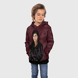 Толстовка-худи детская Michael Jackson на бордовом фоне, цвет: 3D-черный — фото 2