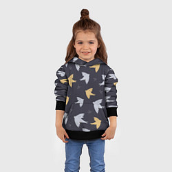 Толстовка-худи детская Узор с птицами, цвет: 3D-черный — фото 2