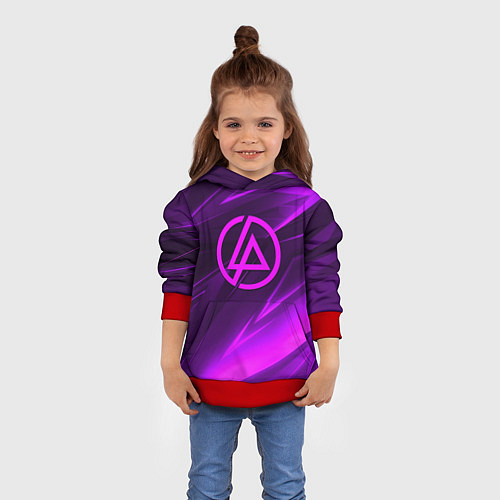 Детская толстовка Linkin park neon stripes logo / 3D-Красный – фото 4