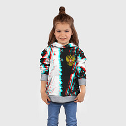 Толстовка-худи детская Россия глитч краски текстура спорт, цвет: 3D-меланж — фото 2