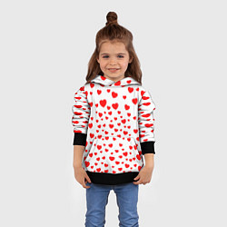 Толстовка-худи детская Любовь паттерн сердца, цвет: 3D-черный — фото 2