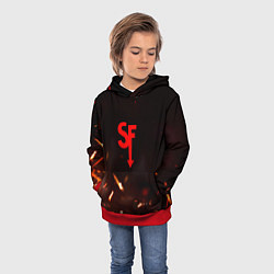 Толстовка-худи детская Sally face искры огня, цвет: 3D-красный — фото 2