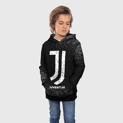 Детская толстовка Juventus с потертостями на темном фоне / 3D-Черный – фото 3