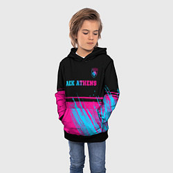 Толстовка-худи детская AEK Athens - neon gradient посередине, цвет: 3D-черный — фото 2