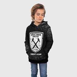 Толстовка-худи детская West Ham с потертостями на темном фоне, цвет: 3D-черный — фото 2