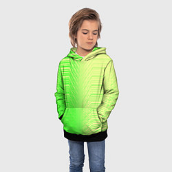 Толстовка-худи детская Зелёные градиентные линии, цвет: 3D-черный — фото 2