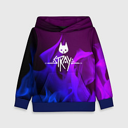 Толстовка-худи детская Stray неоновый огонь, цвет: 3D-синий