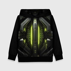 Толстовка-худи детская Яркая зеленая неоновая киберброня, цвет: 3D-черный