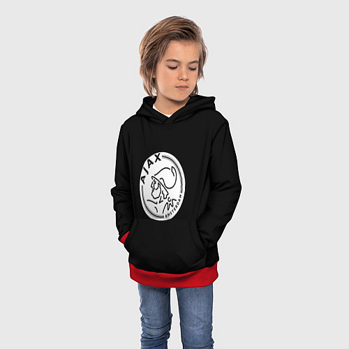 Детская толстовка Ajax fc белое лого / 3D-Красный – фото 3