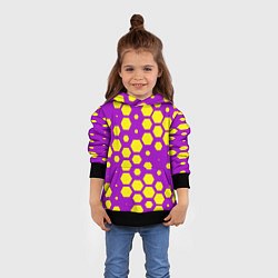 Толстовка-худи детская Желтые соты на фиолетовом фоне, цвет: 3D-черный — фото 2