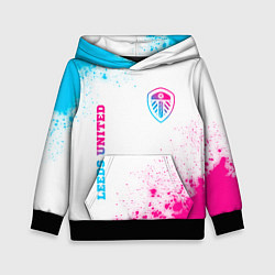 Толстовка-худи детская Leeds United neon gradient style вертикально, цвет: 3D-черный