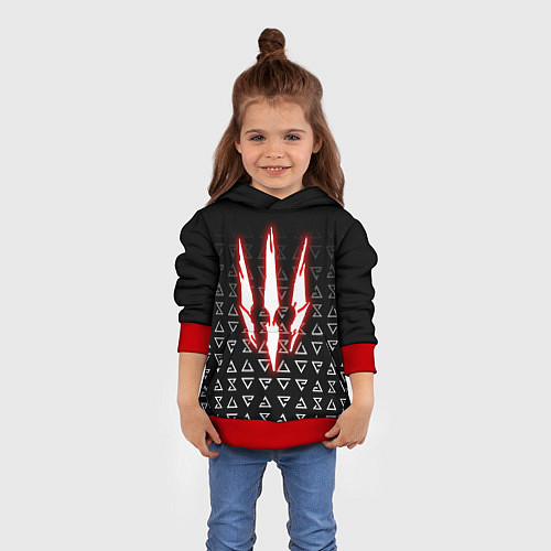 Детская толстовка The witcher - red logo / 3D-Красный – фото 4