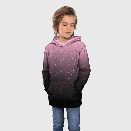 Детская толстовка Градиент тёмный розовый брызги / 3D-Черный – фото 3