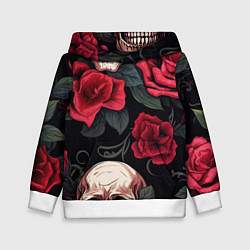 Детская толстовка Черепа с красными розами