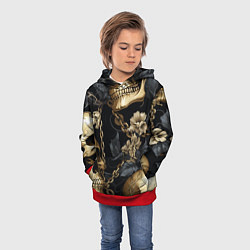 Толстовка-худи детская Золотые черепа с цепями, цвет: 3D-красный — фото 2