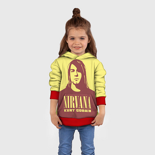 Детская толстовка Kurt Cobain Nirvana / 3D-Красный – фото 4