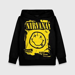 Толстовка-худи детская Nirvana - смайлик, цвет: 3D-черный
