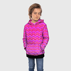 Толстовка-худи детская Розовые линии и белые полосы, цвет: 3D-черный — фото 2
