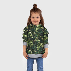 Толстовка-худи детская Поле черепов с цветами, цвет: 3D-меланж — фото 2