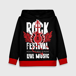 Толстовка-худи детская Rock festival - live music, цвет: 3D-красный