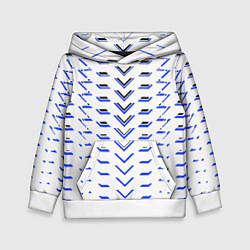 Толстовка-худи детская Чёрные и синие полосы на белом фоне, цвет: 3D-белый