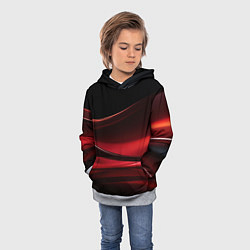 Толстовка-худи детская Темная красная абстракция на черном фоне, цвет: 3D-меланж — фото 2