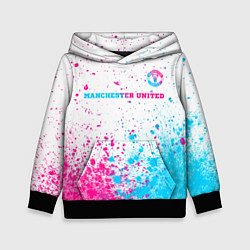 Толстовка-худи детская Manchester United neon gradient style посередине, цвет: 3D-черный