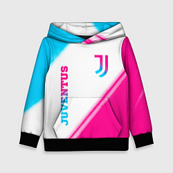 Толстовка-худи детская Juventus neon gradient style вертикально, цвет: 3D-черный