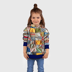 Толстовка-худи детская Patchwork - ai art, цвет: 3D-синий — фото 2