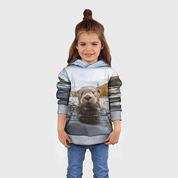 Толстовка-худи детская Выдра смотрит из воды, цвет: 3D-меланж — фото 2
