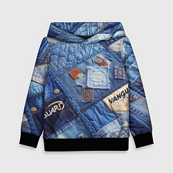 Толстовка-худи детская Vanguard jeans patchwork - ai art, цвет: 3D-черный