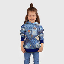 Толстовка-худи детская Vanguard jeans patchwork - ai art, цвет: 3D-синий — фото 2