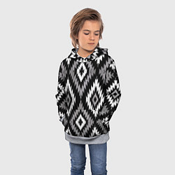 Толстовка-худи детская Геометрический узор икат - ромбы, цвет: 3D-меланж — фото 2
