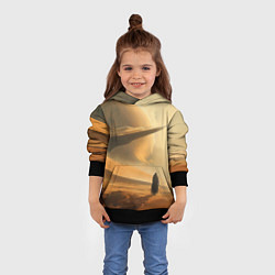 Толстовка-худи детская Пустыня и космический корабль - Дюна, цвет: 3D-черный — фото 2
