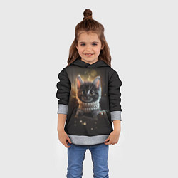 Толстовка-худи детская Котенок в свитере - нейросеть, цвет: 3D-меланж — фото 2
