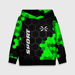 Толстовка-худи детская Exeed green sport hexagon, цвет: 3D-черный