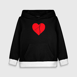 Толстовка-худи детская Broken heart, цвет: 3D-белый