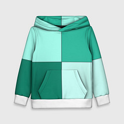 Толстовка-худи детская Геометричный зелёный и мятный, цвет: 3D-белый