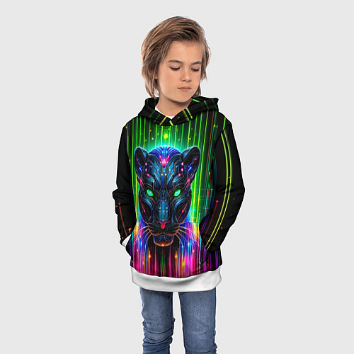 Детская толстовка Неоновая цифровая пантера / 3D-Белый – фото 3