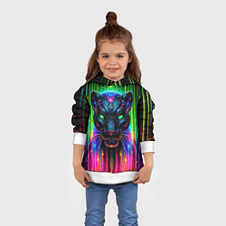 Толстовка-худи детская Неоновая цифровая пантера, цвет: 3D-белый — фото 2