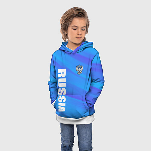 Детская толстовка Россия - синие волны / 3D-Белый – фото 3