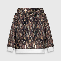 Толстовка-худи детская Светло-коричневый паттерн полосочки, цвет: 3D-белый