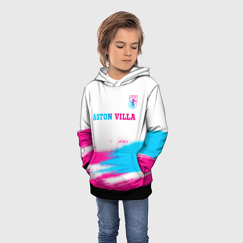 Детская толстовка Aston Villa neon gradient style посередине / 3D-Черный – фото 3