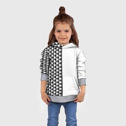 Толстовка-худи детская Чёрные треугольники на белом фоне, цвет: 3D-меланж — фото 2