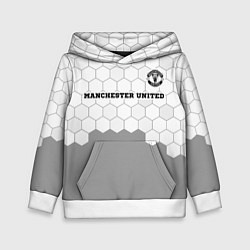 Толстовка-худи детская Manchester United sport на светлом фоне посередине, цвет: 3D-белый