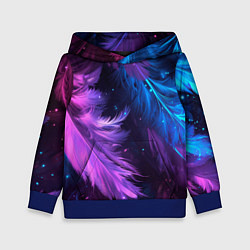 Детская толстовка Искрящиеся перья в розовых и голубых оттенках